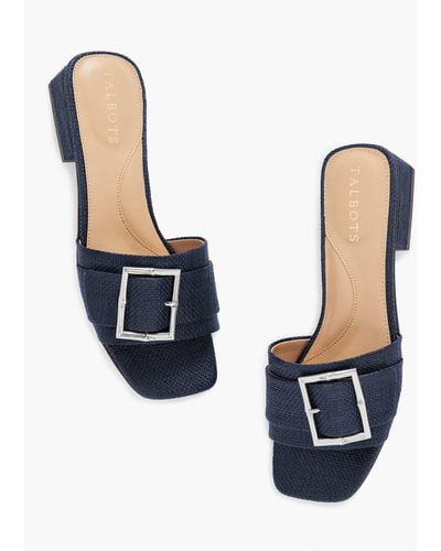 Talbots Viv Shimmer Raffia Slide Sandals - Blue