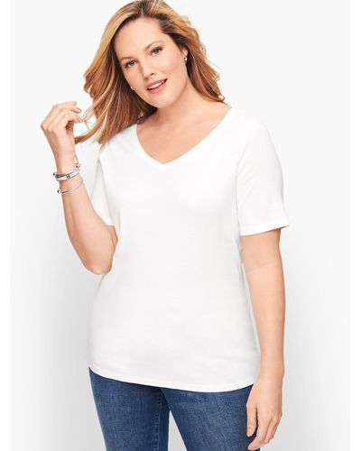 Talbots Pima Cotton V-neck T-shirt - White