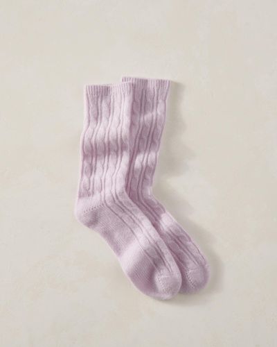 Talbots Cashmere Blend Cable Knit Socks - Pink