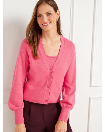 Talbots Bishop Sleeve Cardigan Sweater - Pink