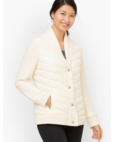 Talbots Sweater Sleeve Puffer Jacket - Natural