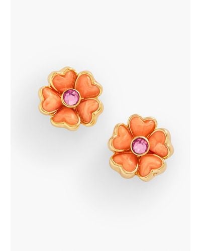 Talbots Bright Blooms Stud Earrings - Orange