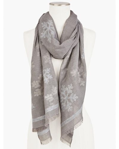 Talbots Clipped Jacquard Snowflake Oblong Scarf - Gray
