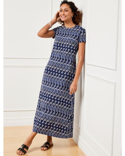 Talbots Donna Morgan Blue Geo Maxi Dress