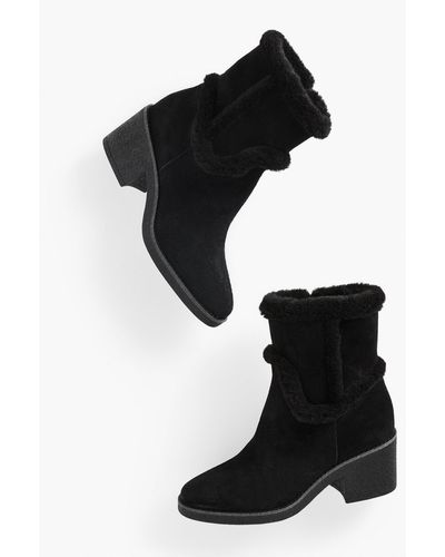 Talbots Reese Sherpa Block Heel Boots - Black