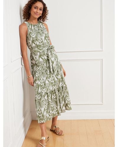 Talbots Abstract Ikat Tiered Fit & Flare Maxi Dress - Multicolor