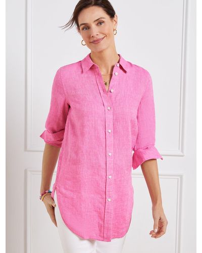 Talbots Linen Boyfriend Shirt - Pink