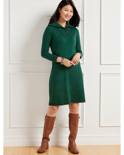 Talbots Supersoft Johnny Collar Sweater Dress - Green