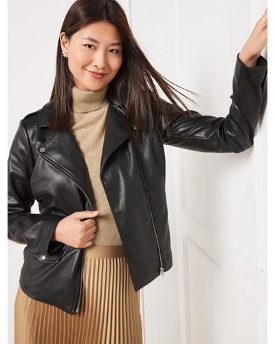 Talbots Faux Leather Moto Jacket in Brown