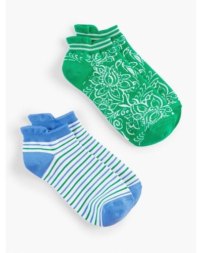 Talbots Whirly Floral 2-pack Ankle Socks - Green