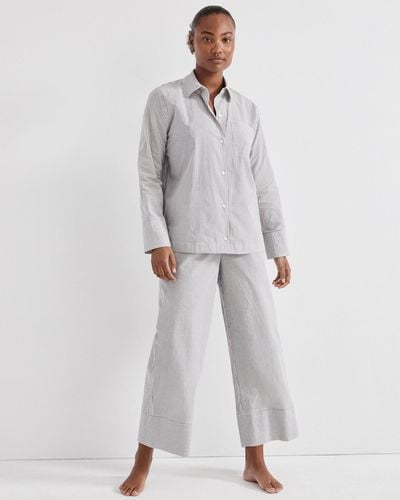 Talbots Lightweight Cotton Poplin Striped Pyjama Shirt - Grey