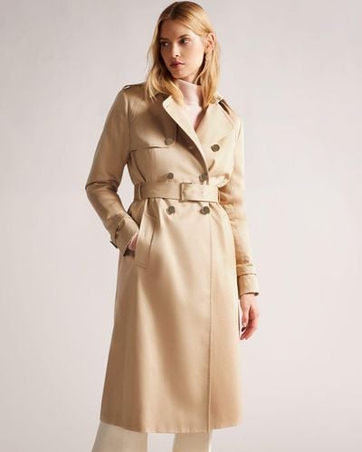 Ted Baker Double Breasted Lightweight Trench Coat - Natural