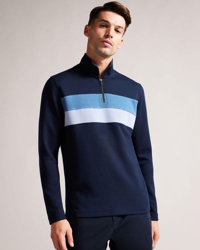Ted Baker Long Sleeve Slim Fit Half Zip Sweater - Blue