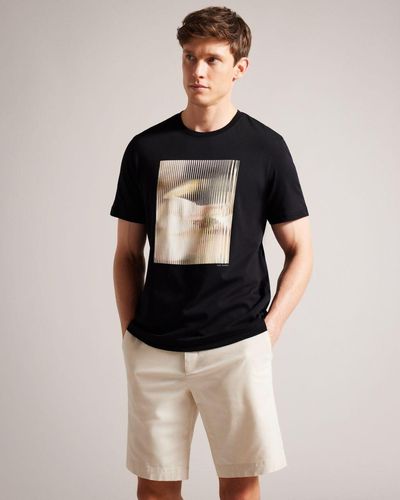 Ted Baker Short Sleeve Abstract Graphic T-shirt - Black