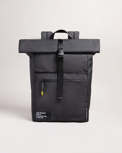 Ted Baker Clime Rubberised Rolltop Backpack - Black
