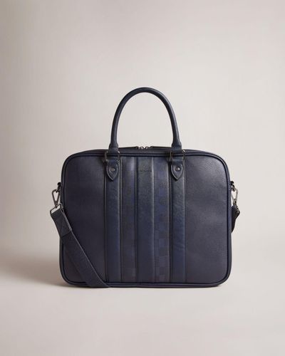 Ted Baker House Check Pu Document Bag - Blue