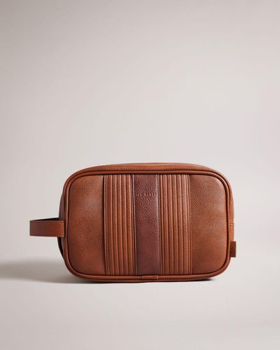 Ted Baker Striped Faux Leather Washbag - Brown