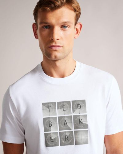 Ted Baker Short Sleeve Regular Fit Branded T-shirt - White