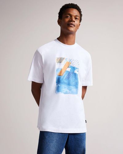 Ted Baker Short Sleeve Graphic Oversized T-shirt - White