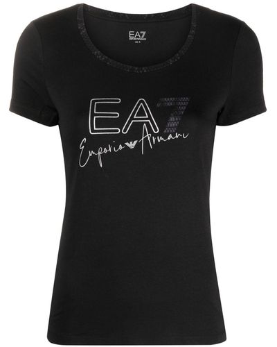 EA7 Logo-print Jersey T-shirt - Black