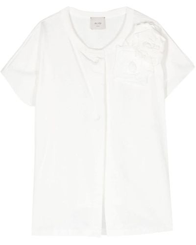 Alysi Floral-appliqué Cotton T-shirt - White