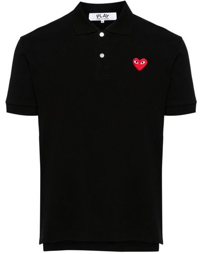 COMME DES GARÇONS PLAY Heart-patch Cotton Polo Shirt - Black