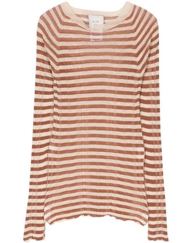 Alysi Striped Cotton Sweater - Pink