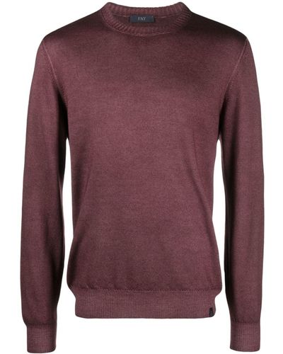 Fay Logo-tag Crew-neck Sweater - Purple