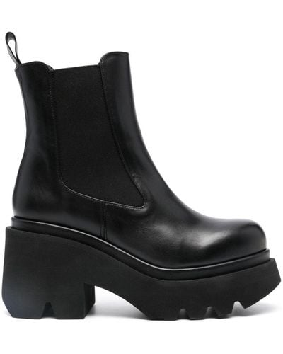 Paloma Barceló Leather Heel Ankle Boots - Black