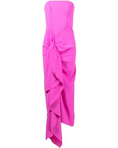 Solace London Thalia Draped Strapless Dress - Pink