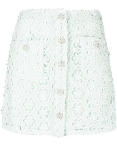 Self-Portrait Mini Skirt With Lace Detail - White