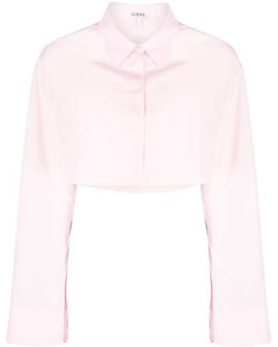 Loewe Cropped Shirt, Long Sleeves, , 100% Cotton - Pink