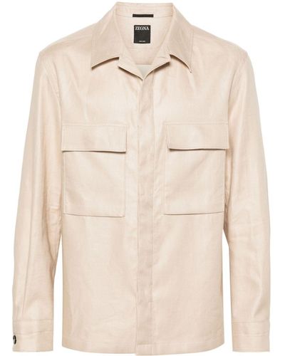 Zegna Chest-pockets Linen Shirt - Natural