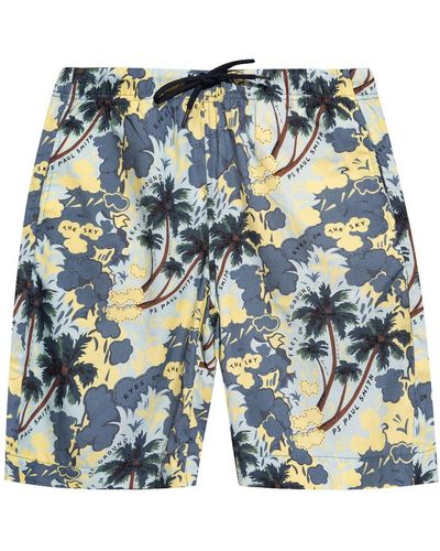 PS by Paul Smith Graphic-print Elasticated-waist Shorts - Blue