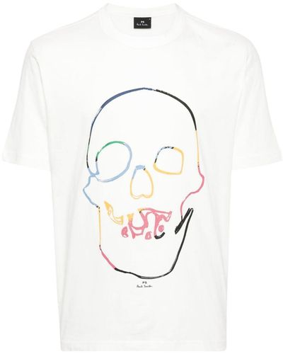 PS by Paul Smith Skull-print Cotton T-shirt - White