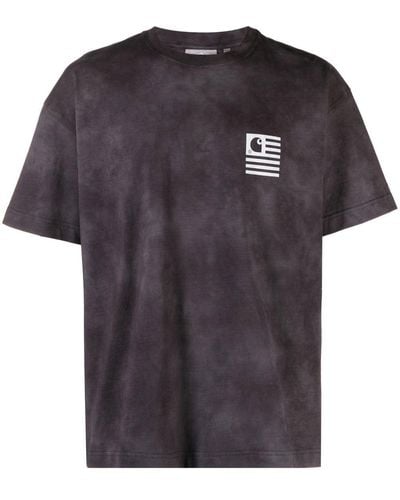 Carhartt Logo-print Acid-wash T-shirt - Black