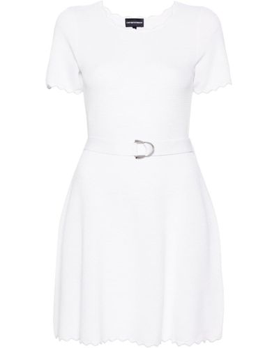 Emporio Armani 3d-knit Belted Minidress - White