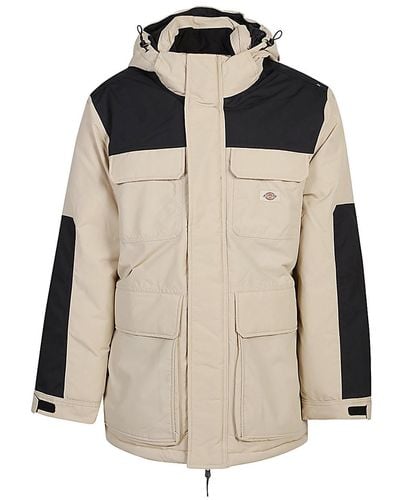 Dickies Construct Colourblocked Parka Coat - Natural