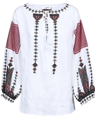 The Seafarer Linen Embroidered Shirt - White