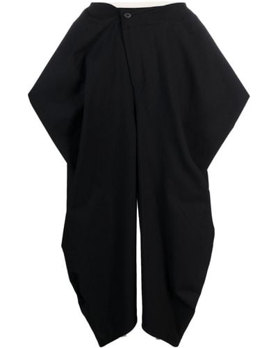 Issey Miyake Assembled Contrast-trim Tapered Trousers - Black