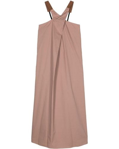 Alysi Crossover-strap Poplin Midi Dress - Brown