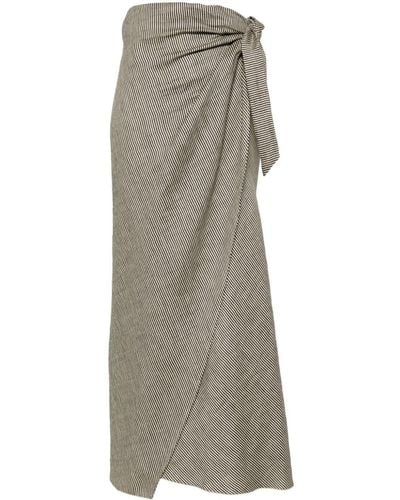 Alysi Striped Linen-blend Skirt - Grey