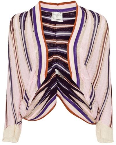 Forte Forte Striped Batwing-sleeve Cardigan - Pink