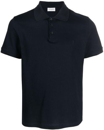 Saint Laurent Short-sleeve Cotton Polo Shirt - Black