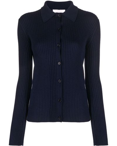 Chloé Long Sleeve Wool Polo Shirt - Blue