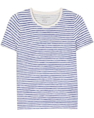 Majestic Striped Linen Blend T-shirt - Blue