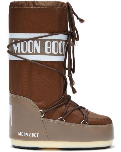 Moon Boot Icon Brand-print Shell Boots - Brown