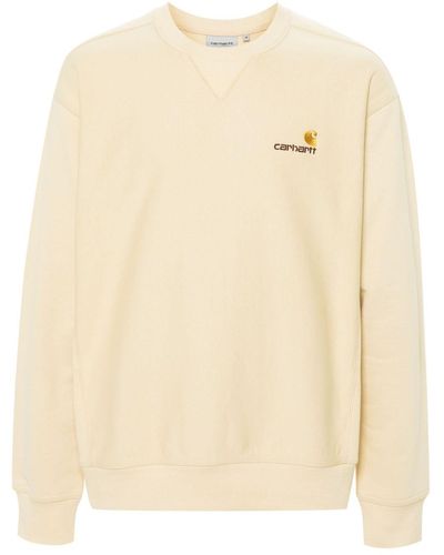 Carhartt Logo-embroidered Cotton-blend Sweatshirt - Natural