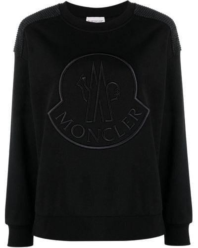 Moncler Logo-embroidered Cotton-blend Sweatshirt - Black