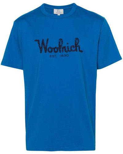 Woolrich Embroidered-logo Cotton T-shirt - Blue